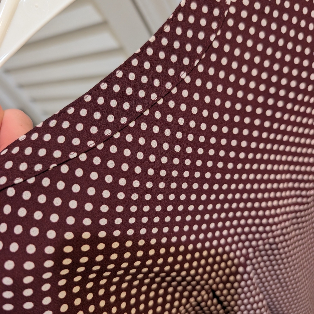 Express Burgundy Polka Dot Long Sleeve Dress - Picture 4 of 4